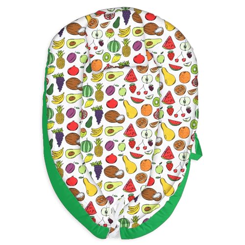 Wudmew Baby Lounger Cover, Ultra Breathable Soft Cotton,Portable & Adjustable Infant Cover Floor Seat for Traveling Fruit2?Cover Only?