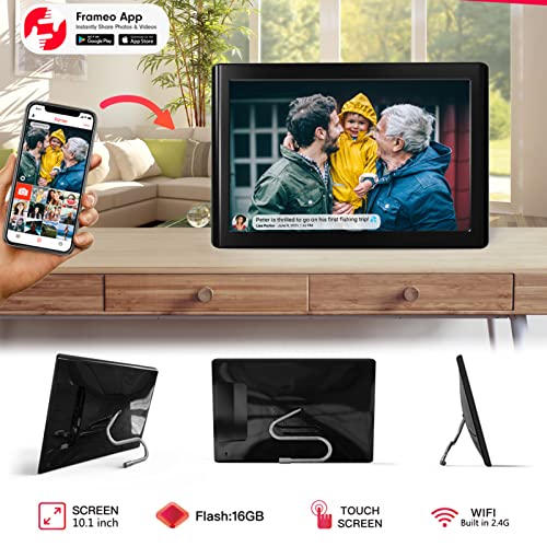 10,1-Calowa Cyfrowa Ramka Na Zdjęcia Z Wi-Fi, Wyposażona W Ekran Dotykowy Ips, Wyświetlacz O Wysokiej Rozdzielczości 800X1280, 16 Gb Pamięci I Możliwość Montażu Na Ś