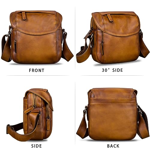 IVTG Genuine Leather Messenger Bag for Men Crossbody Shoulder Bag Satchel Casual Sling Daypack Work Business Daily Purse4