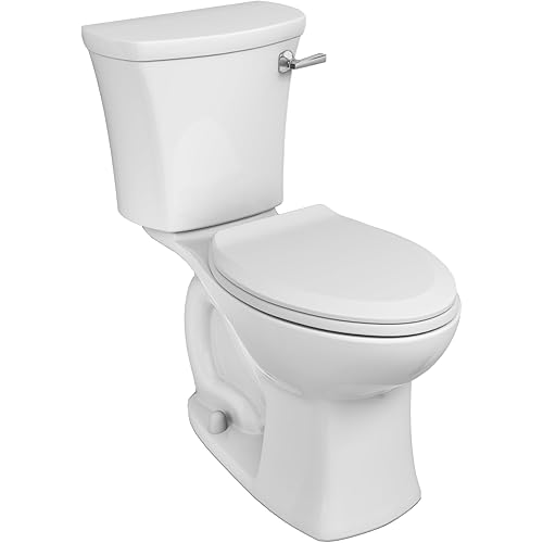 American Standard 608AA004.020 Edgemere Two-Piece Toilet with Slow-Close Seat and Wax Ring, Elongated Front, Right-Hand Flush, White, 1.28 gpf
