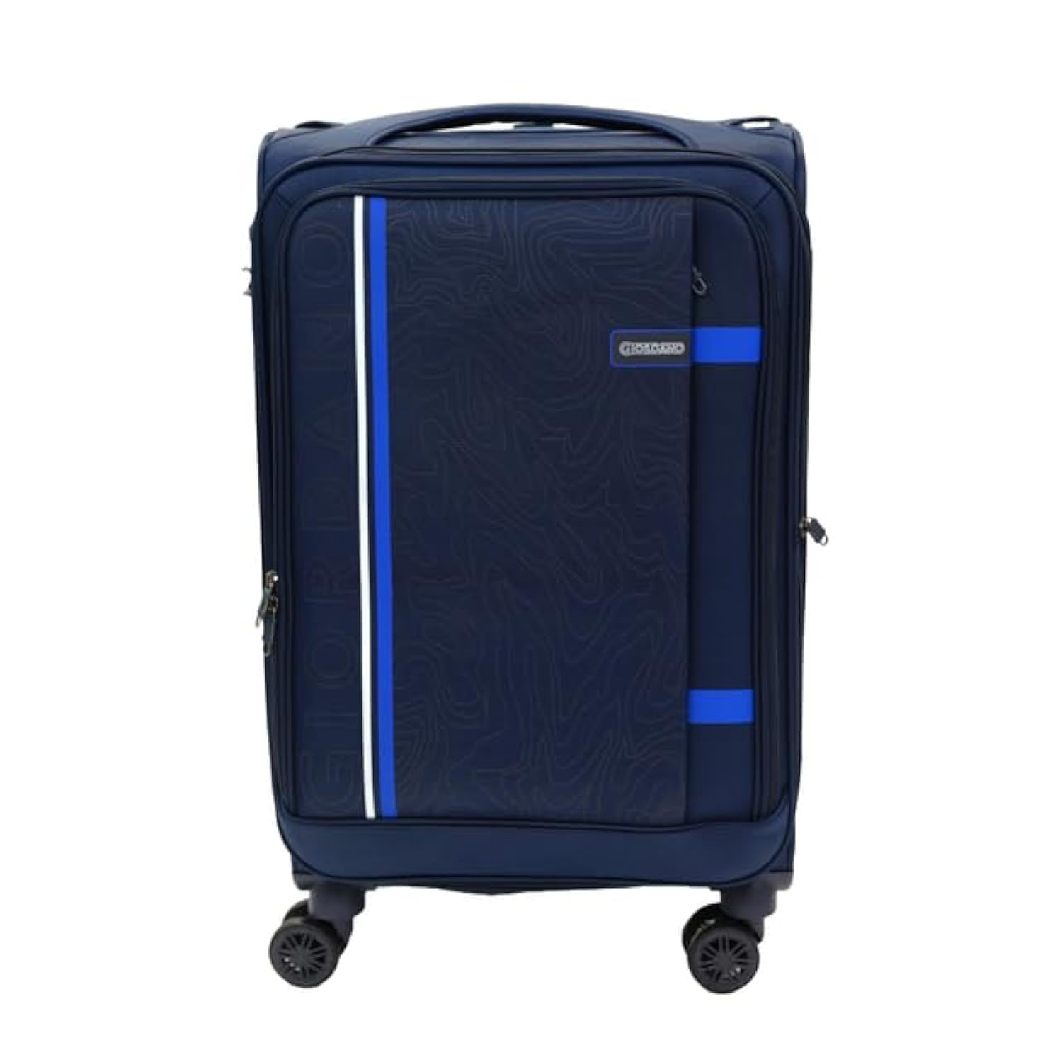 GIORDANO Jodo Series Check-In Medium Suitcase Navy Blue, Soft Nylon Lightweight Durable Expandable 4 Wheels Luggage Trolley Bag 24" With Secure TSA Combination Lock
