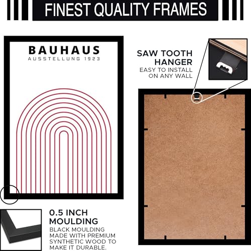 Image of BLINKART Vintage Bauhaus Retro Geometric Aesthetic Poster Gallery | Colorful Wrap Framed For Home Office Studio Living Room Modern Art Studio Decoration Abstract Shapes | (d71) | 13x10 Inch