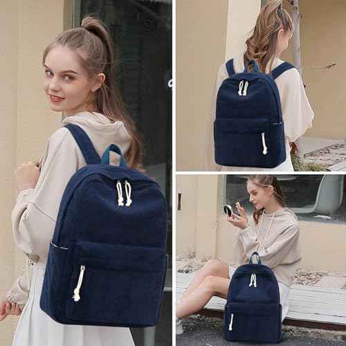 Image of BTOOP School Backpack for Teens Large Corduroy Bookbag Lightweight 15.6 inch Laptop Bag for Girls Women Casual High School College