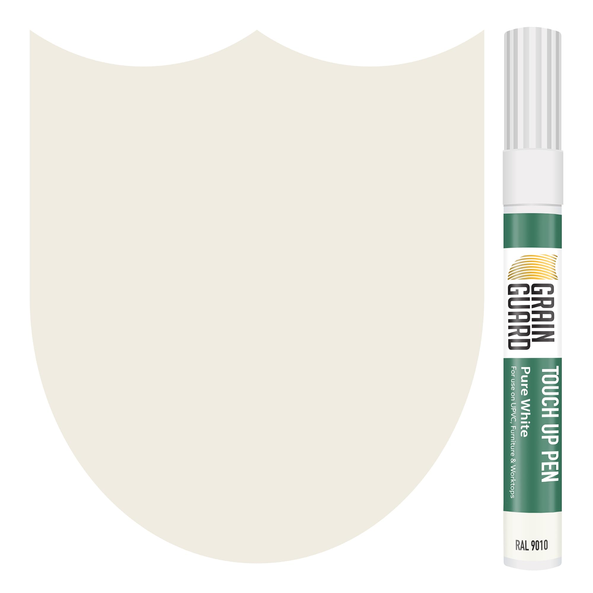 GRAIN GUARD Touch-Up & Scratch Repair Pens | Pure White (RAL 9010) | Touch-Up Pens: Furniture, Kitchen Units, Worktops, Doors & Windows | Wood, Metal, Hard Plastics, UPVC | Fast Drying | 10ml