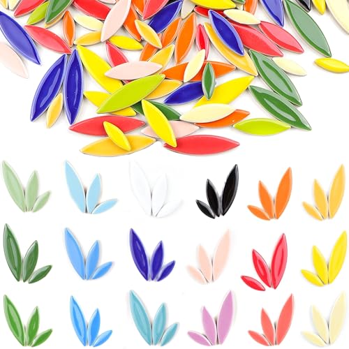 ZWCT 200g Ceramic Mosaic DIY Set Colorful Petal Ceramics Leafy