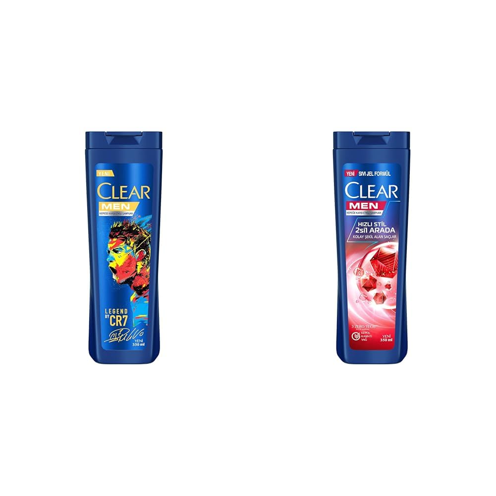 Clear Men Kepeğe Karşı Etkili Şampuan Legend By CR7 Cristiano Ronaldo 350 ml(2) Clear Men Kepeğe Karşı Etkili Şampuan Hızlı Stil 2'si 1 Arada Kolay Şekil Alan Saçlar 350 ml Mavi(1)