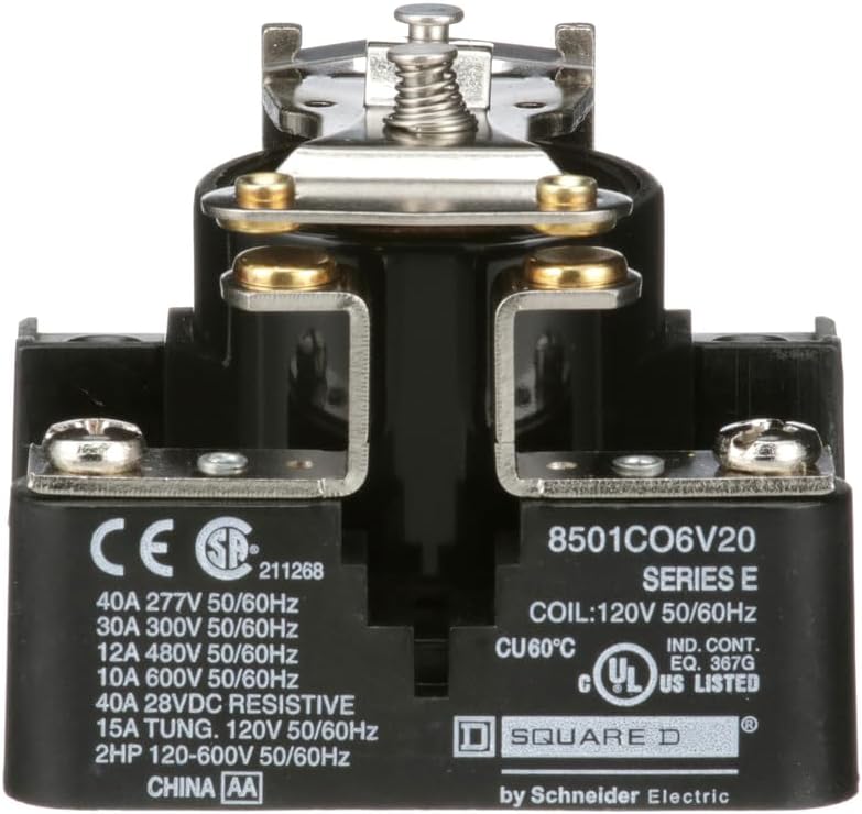 Schneider Electric Square D Plug in Open Power Relay, Type C, 2.0 HP, 30A Resistive at 300 VAC, SPST, 120 VAC Coil