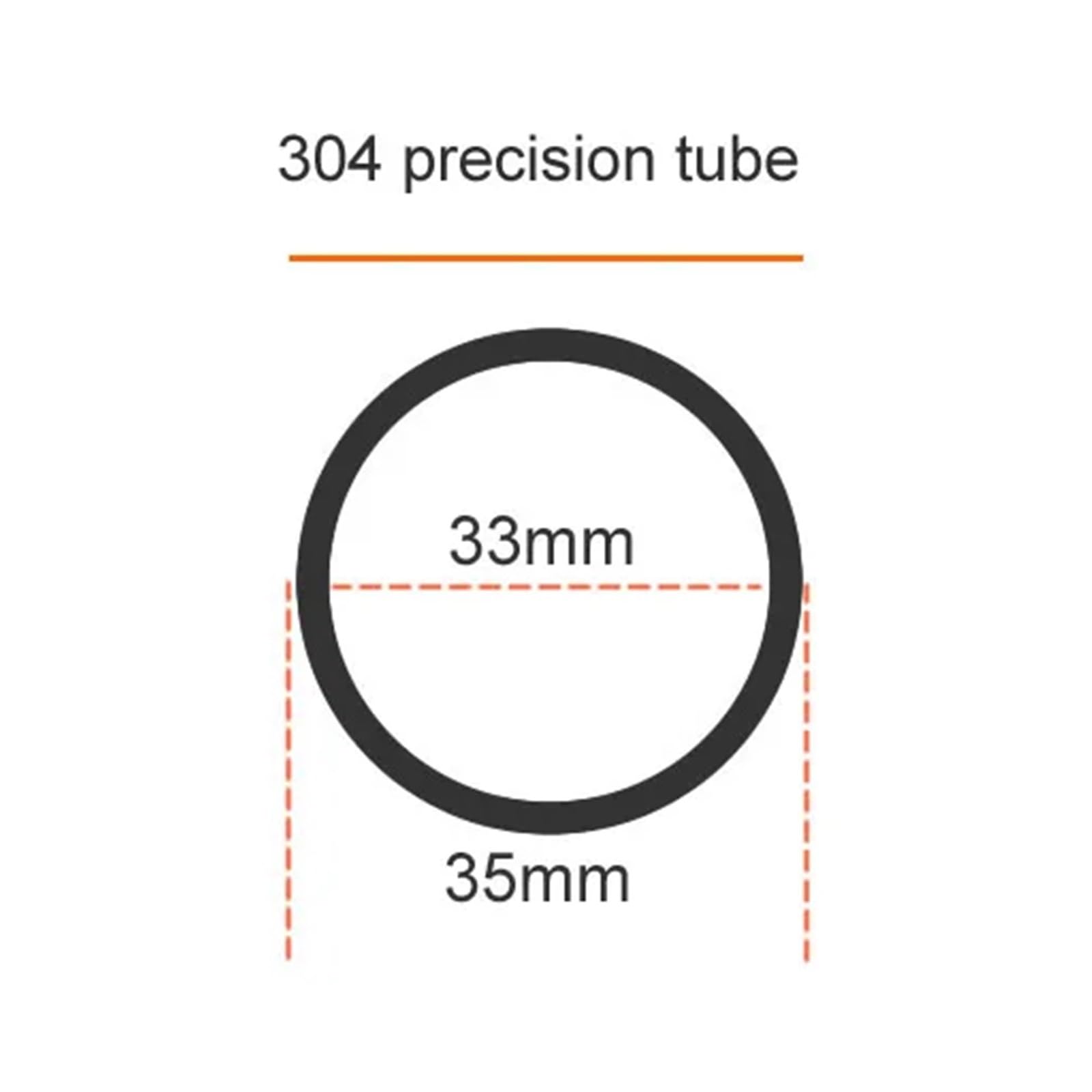 Inox Acier Rond Tube Tube de précision en acier inoxydable 304, diamètre extérieur 35 mm, diamètre intérieur 33 mm, 32 mm, 31 mm, 30 mm, tolérance 0,05 mm(35x1mm,300mm)