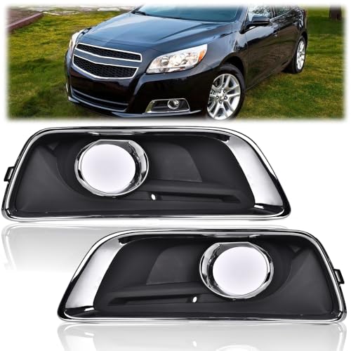 PIT66 Fog Lights Frame Trim Assembly Compatible with Chevy Malibu Eco 2013-2014/ Malibu 2013-2015/ Malibu Limited 2016, Left & Right Side Black 1 Pair
