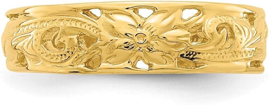 14k Yellow Gold Adjustable Flower with Leaf Trim Toe Ring