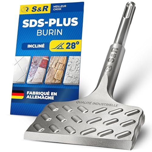 S&R Burin SDS PLUS Carrelage Burin Plat pour Carreleur 165 x 75mm Qualité Industrielle. Fabrication Allemande. Burin Perforatetur SDS-Plus
