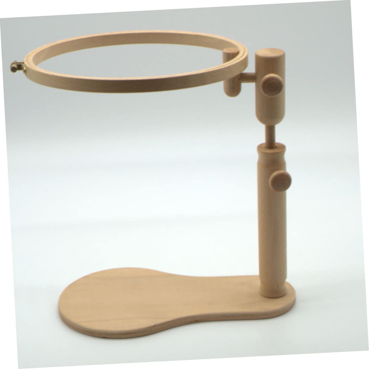 NUOBESTY Bastidor de Bordado de Madera de Haya Ajustable y Giratorio | 1 Juego, 24cm, Soporte, Rotación 360° para Acceso Trasero, Adecuado para Niños y Bordado DIY