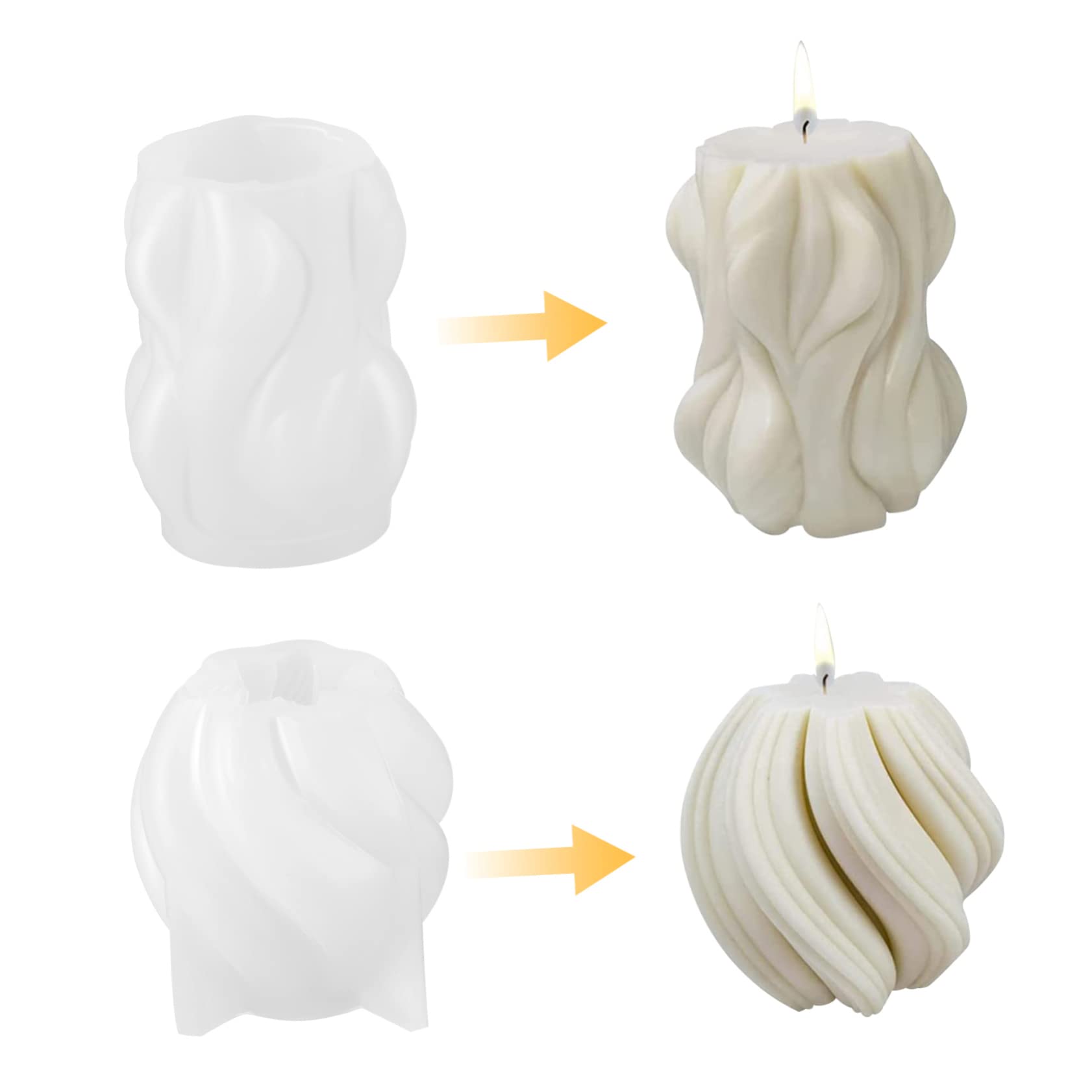 4piezas Moldes De Silicona Para Velas Molde De Olas Para Bricolaje y Jabón Fácil De Desmoldar Duradero y Reutilizable