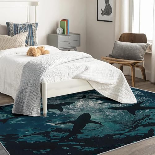 Tapete decorativo azul 91x122 cm, antideslizante y lavable miniatura 4