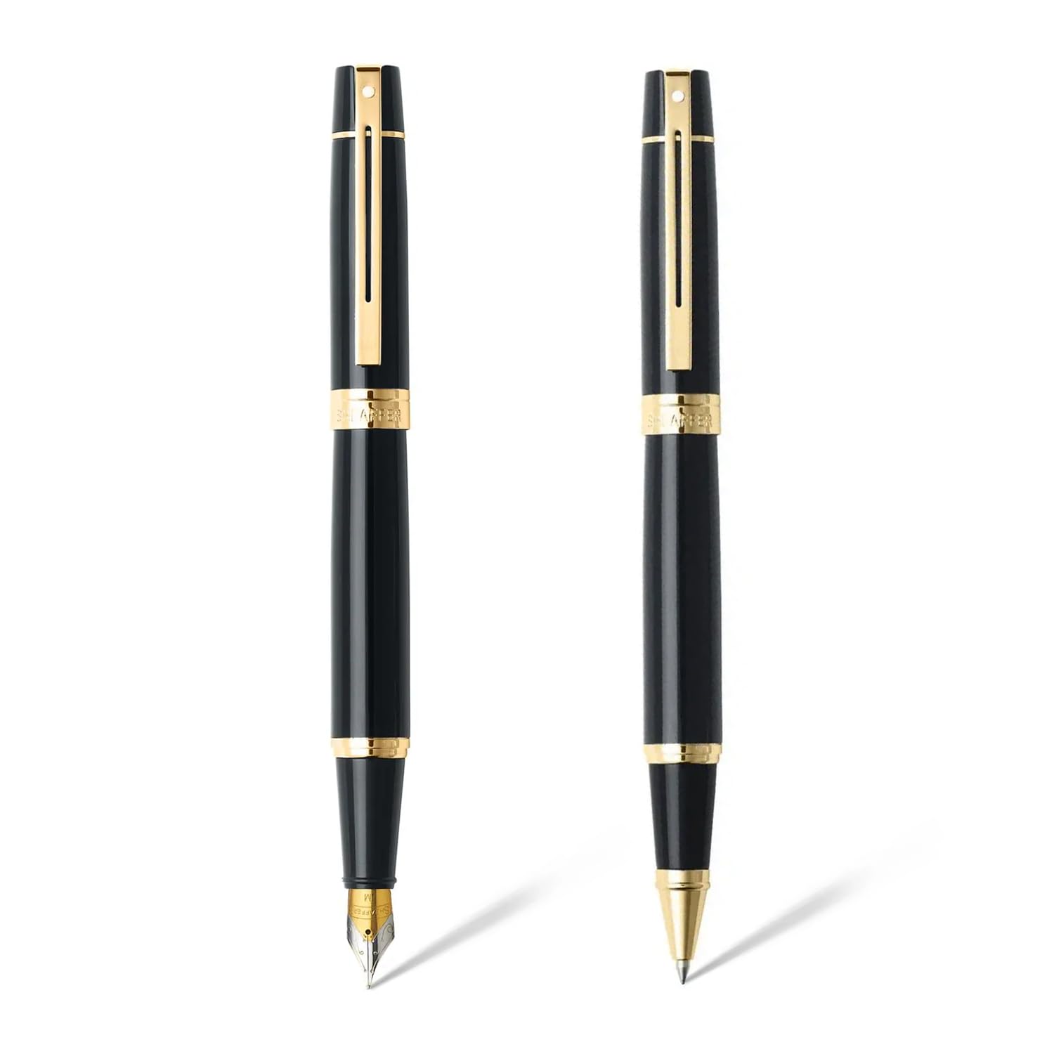 Sheaffer Gift Pack | Set of Fountain Pen + Rollerball Pen | 300 E9325 Glossy Black with Gold Tone Trim