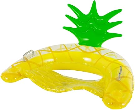 PoolCandy Resort Collection Jumbo Pineapple Sun Chair with Backrest Oversized Inflatable Pool Lounge Chair, Tropical Design, Heavy-Duty PVC, 250 lb Capacity