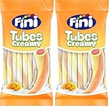 Fini - Golosina Tubes Creamy | Regaliz Bolsa 80 gr | Chuche Sabor Mango and Cream (Paquete de 2)