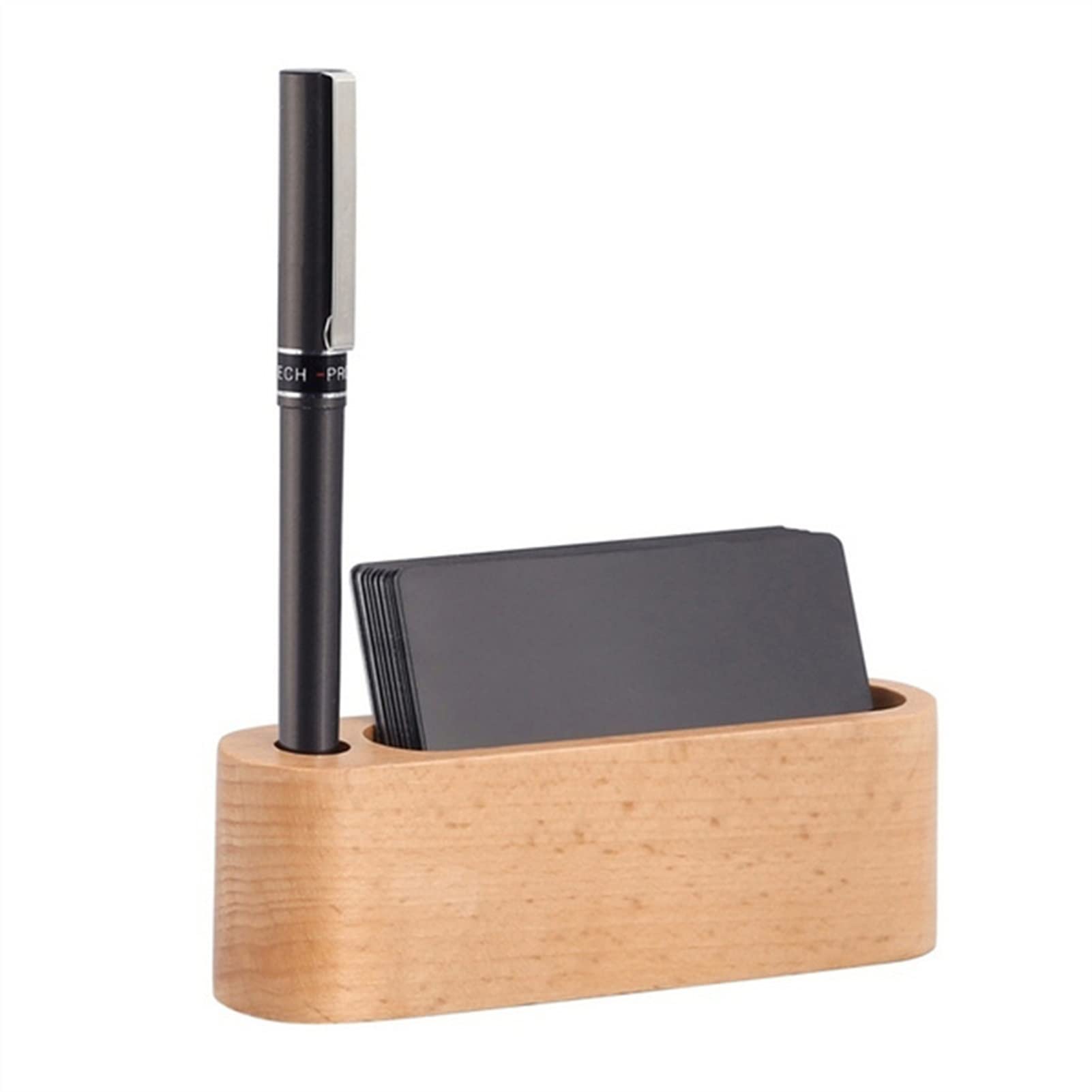 Porta Biglietti Da Visita In Legno Nero - Per Scrivania, Capacit&agrave; 50 Biglietti, Design Professionale