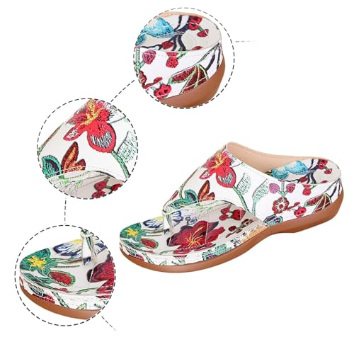 Orthopedic Sandals for Women 2025 Wide Width Comfort Orthotic Flip Flops with Arch Support Wedges Womens Walking Thong Flip Flops Slip on Beach Sandals4