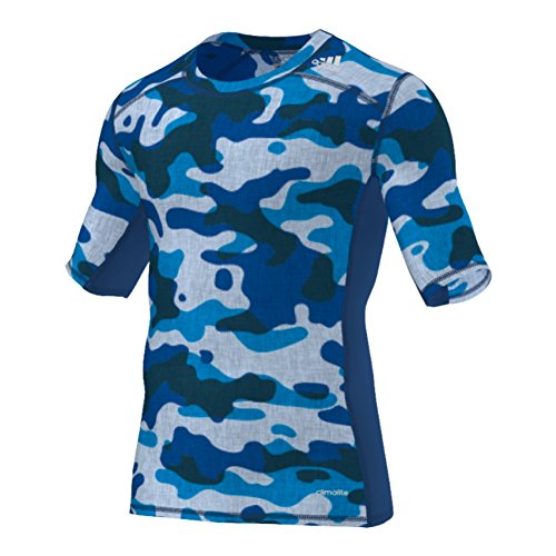 adidas Men's Training Techfit Base Tee, Blue Camo, Medium