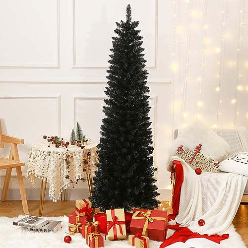 658-Tips-Artificial-Pencil-Christmas-Tree-Halloween-Tree-6ft-Pure-Black-Xmas-Hallowmas-Pine-Trees-with-Metal-Stand-Perfect-for-ChristmasHalloweenEasterPartiesHoliday-Indoor-Outdoor-Decoration 658 Tips Artificial Pencil Christmas Tree Halloween Tree 6ft Pure Black Xmas Hallowmas Pine Trees with Metal Stand Perfect for ChristmasHalloweenEasterPartiesHoliday Indoor Outdoor Decoration