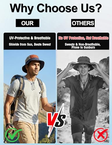 Image of Venzina Bucket Hat for Men Hat Cap for Men UPF 50+ Packable Lightweight Waterproof Sun Hat for Women Cycling Hiking Travel Round Cap Daily Use