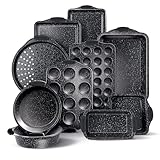 Country Kitchen Nonstick Stackable Bakeware Set - Durable, Easy Release Baking Set, Black, 10 Pcs