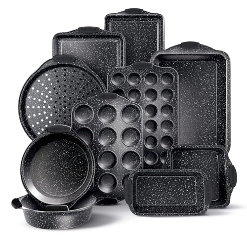 Country Kitchen Nonstick Stackable Bakeware Set Black 10 Pcs