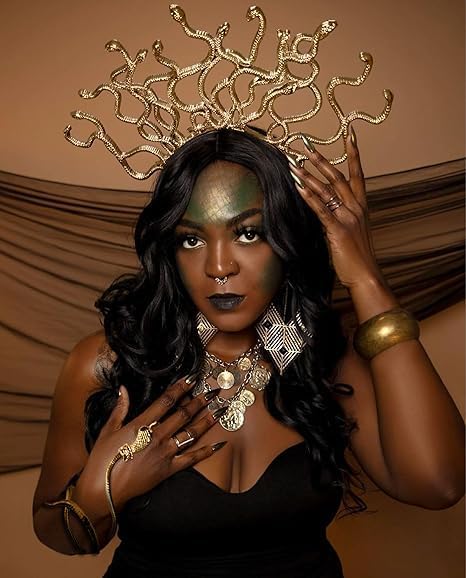 JeVenis Medusa Headpiece Medusa Crown Gold Snake Headband Costume Accessories Goddess Women Halloween Christmas Party Costume - Image 3