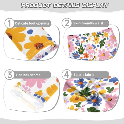 Colorful Spring Floral Girls Leggings Ultra Soft Compression Yoga Gym Pants for Kids 4-10T3