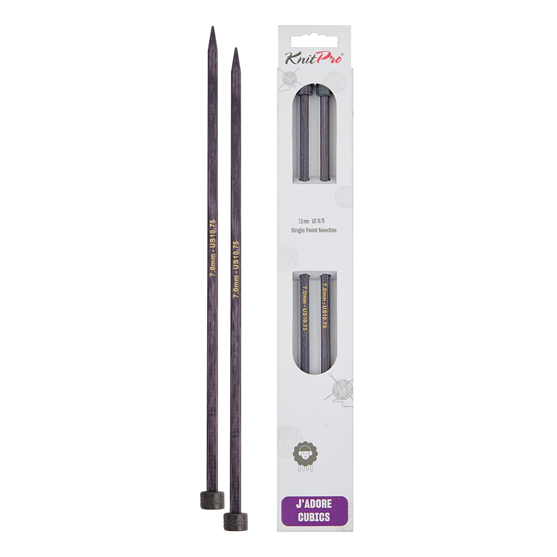 KnitPro J’Adore Cubics Single Pointed Needles 14" (35cm), Lavender, 7.00mm
