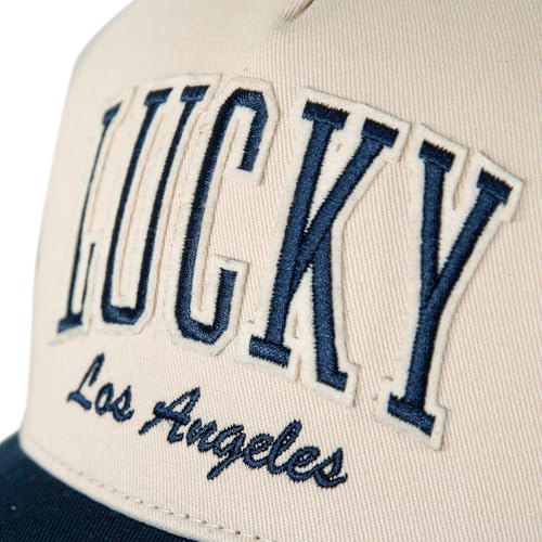 Image of Lucky Brand Snapback Hat | Adjustable | Baseball Cap | Retro | American Heritage | 5 Panel Design | Cotton Canvas