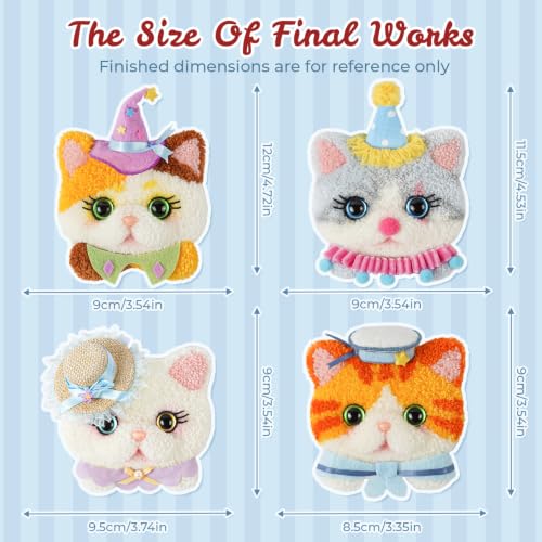 Image of Gipony Punch Needle kit for Beginners,Embroidery kit for Beginners,Punch Needle Kits Adults Beginner,Including Printed Patterns, Needles, Easy to Follow Instructions, and Videos-Cat Family