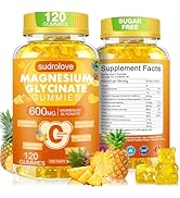 Magnesium Glycinate Gummies 600mg – Sugar Free Magnesium &amp; Potassium Dietary Supplement with Vita...