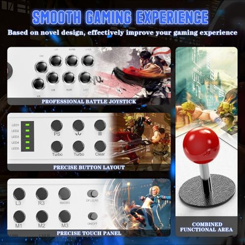 Nonbliep Wired Arcade Stick Compatible with PS5/PS4/PC/, for PS5 Fight Stick with Programming Function, Turbo Function, 9.8FT Braided Cable Fight Stick - 4