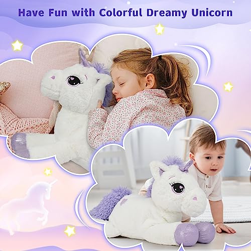Doldoa 23.5 Inch Cute White Giant Stuffed Unicorn Pillow Plush Animals Unicorn Toy Gift For Girls Kids #TOP2