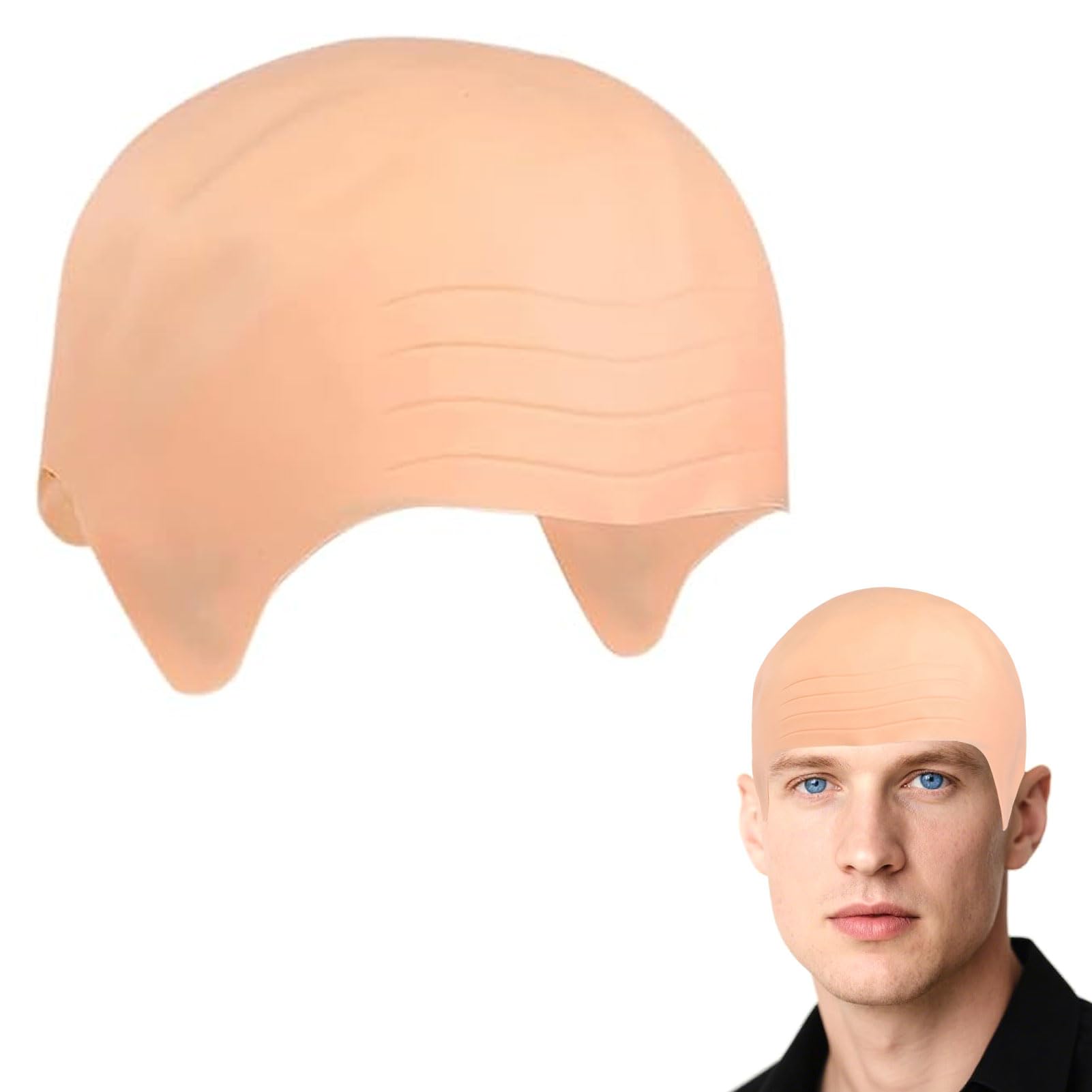 Grosion Latex Bald Cap,Bald Cap Adult,Skin Color Bald Wig for Unisex,Halloween,Costume Hat,Fancy Dress Accessory Beige