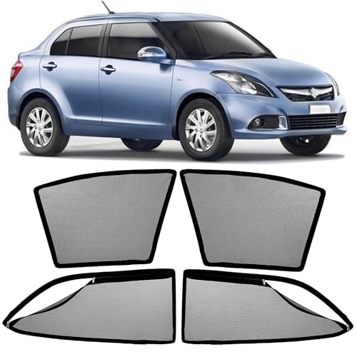Image of AutoStory Magnetic Car Sunshade for Dzire 2012-2016 | Front Half Cut for Mirror Visibility + Rear Full Coverage with Zipper | Heavy Heat & UV Protection | Privacy Side Window Curtains Shades