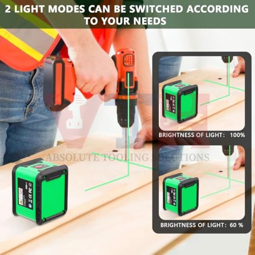 Image of VTH Compact Laser Leveller with Dual Modes, 110 Red Cross-Line, IP54-Rated Housing, and Versatile Mounting for Tiling, Shelving, and Frame Installation