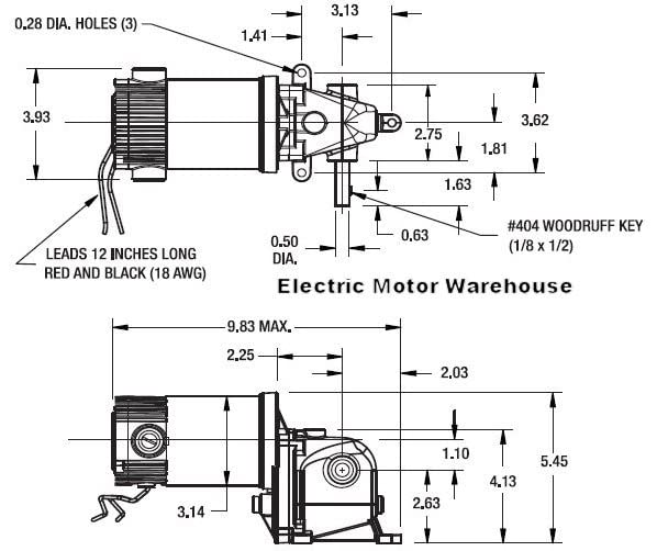 DC Gearmotor, 3 RPM, 90V, TENV