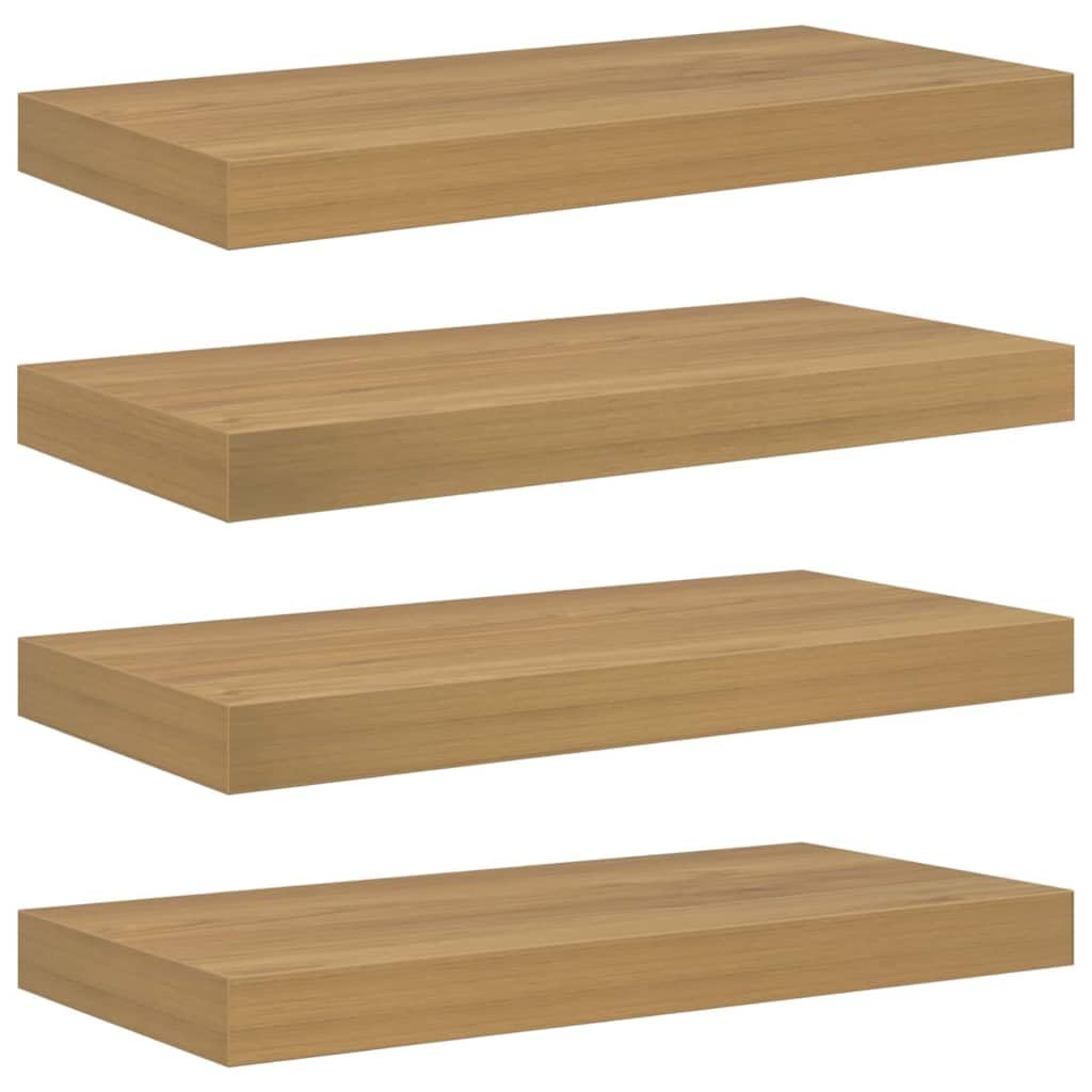 Set di 4 mensole da parete, in legno marrone, 50 x 23 x 3,8 cm