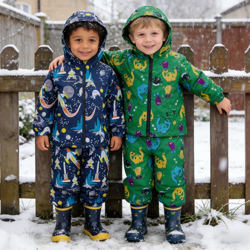Image of LZH Toddler Boys Girls Raincoat Waterproof Hooded Rain Jacket Pants Suit