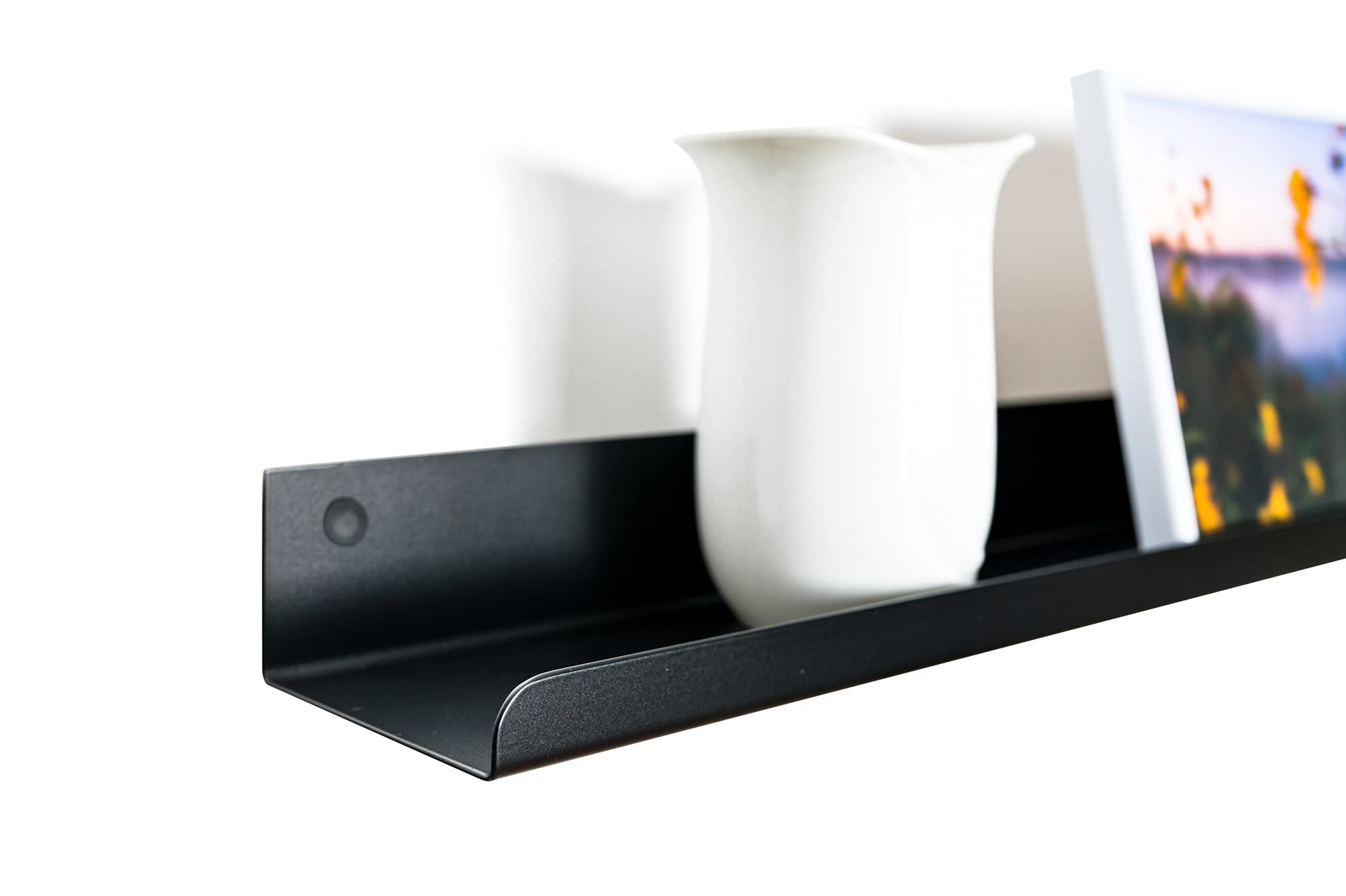 Generisch Bilderleiste Metall Weiß Länge bis zu 240cm, Wandboard, Wandregal, Fotoleiste, Schwebende Leiste aus Stahl, Kunst-Display Weiß (White, 180 cm)