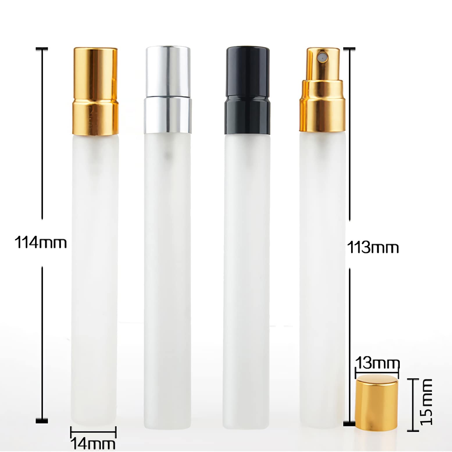 48 Pezzi 10ml Glassato Trasparente Vetro flacone con Nero spray Perfume Porta Profumo in Vetro Piccolo Flacone Spray per Nebbia Portatile, Bottiglia di Profumo, Cosmetica, Viaggio
