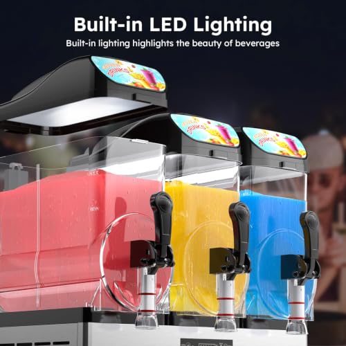 Image of 45L /12Gal Commercial Slushie Machine, Ultra-Quiet Frozen Drink Dispenser with 1300W Fast Cooling, Margarita /Smoothie Maker for Bar Restaurant Food Truck, Auto Clean, ETL Listed