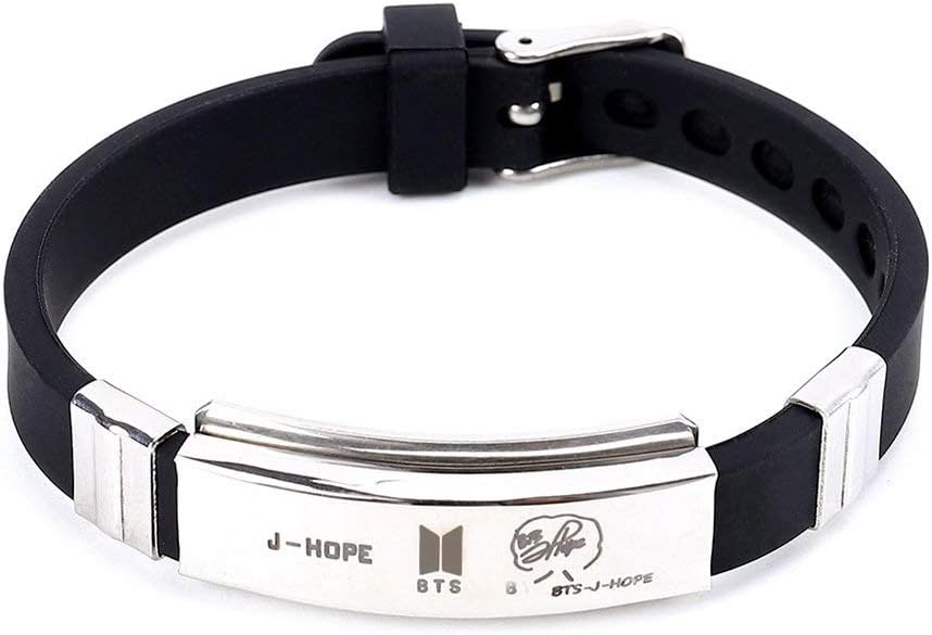 Yellow Chimes Men's Bracelet for Kpop Band Exquisite Signature J-Hope Silicon Plated Stainless Steel Charm Bracelet and Boys Silver