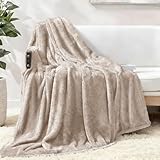 Exclusivo Mezcla Plush Fuzzy Fleece Throw Blanket Extra Large, Super Soft, Fluffy and Warm Blankets for Couch, Bed, All Season (Camel, 50x70 inches)