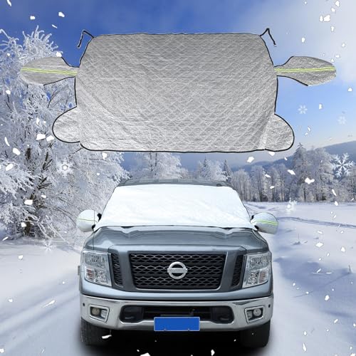 Image of Windshield Snow Cover Compatible with Titan 2016-2024, Car Snow Cover, Front Windshield Sunshade, Exterior Windscreen Sun Shade, UV-Rays Sun Ice Snow Frost Protector, 4-Layer Windshield Cover