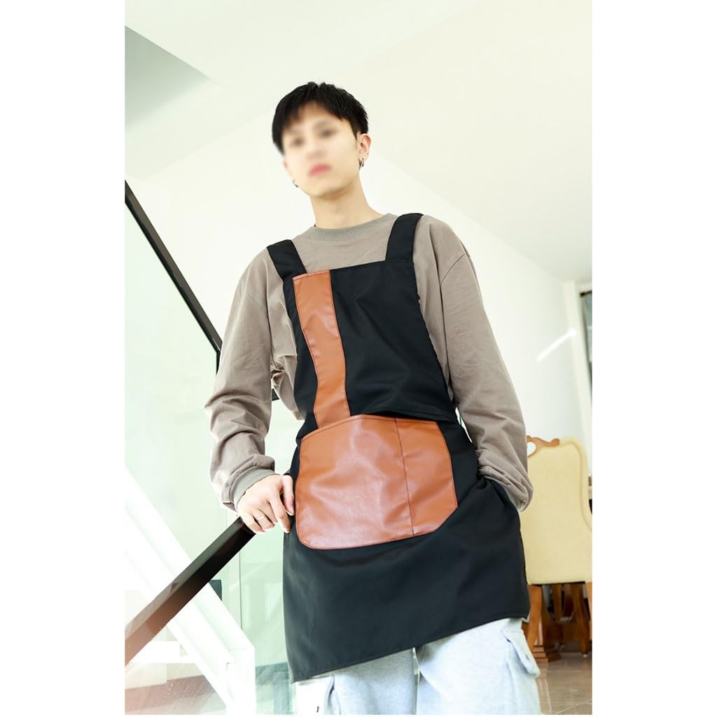 TEESONG Delantal de Chef Delantal de Cocina for el hogar, Lona, ​​Barista, Tienda de té con Leche, Catering, Estudio de Arte, Ropa de Trabajo for Hombres y Mujeres Delantales para Hombres(A)