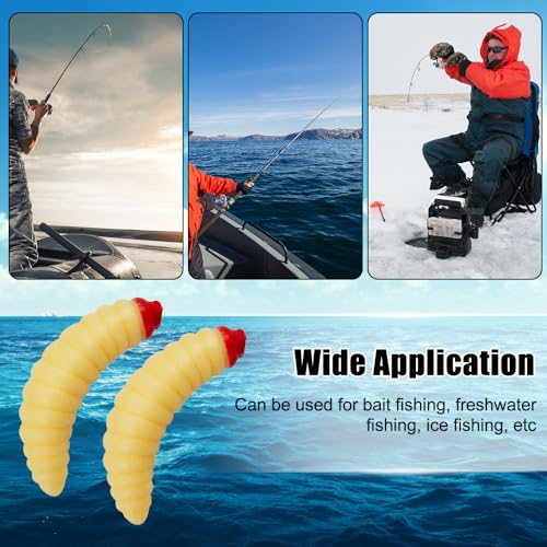 200PCS Maggot Baits Silicone Soft Fake Worms for Saltwater Freshwater - Image 6